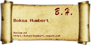 Boksa Humbert névjegykártya